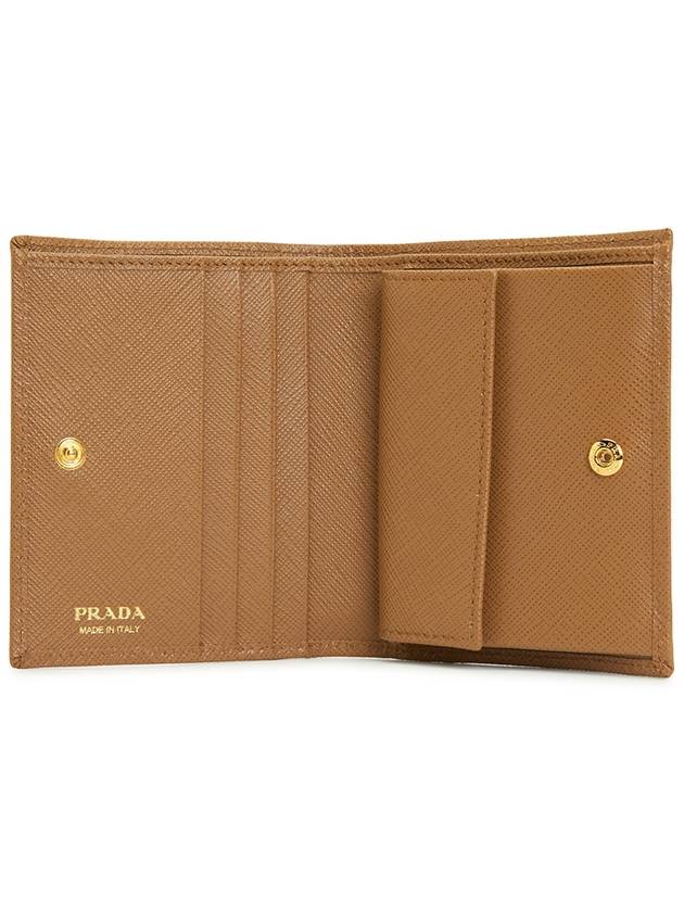 Gold Triangle Logo Saffiano Half Wallet Caramel - PRADA - BALAAN 5