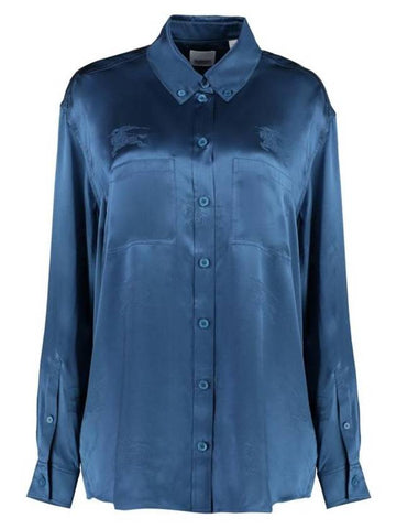 EKD Silk Jacquard Shirt Blue - BURBERRY - BALAAN 1