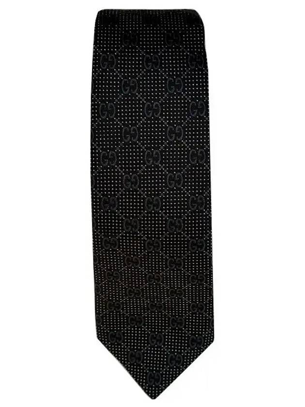 Men's GG Dot Pattern Silk Necktie Black - GUCCI - BALAAN 4