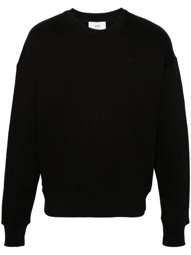 De Coeur Embossed Logo Crewneck Sweatshirt Black - AMI - BALAAN 1