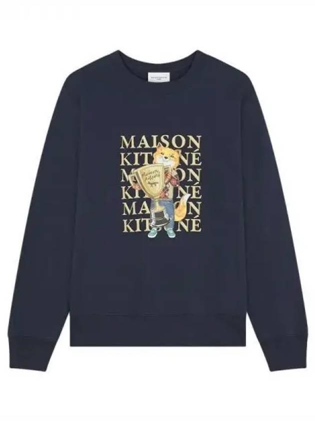 Fox Champion Print Sweatshirt Navy - MAISON KITSUNE - BALAAN 2