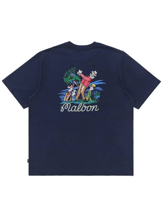 Magnolia Collection Player Pocket Round T Shirt NAVY MAN - MALBON GOLF - BALAAN 1