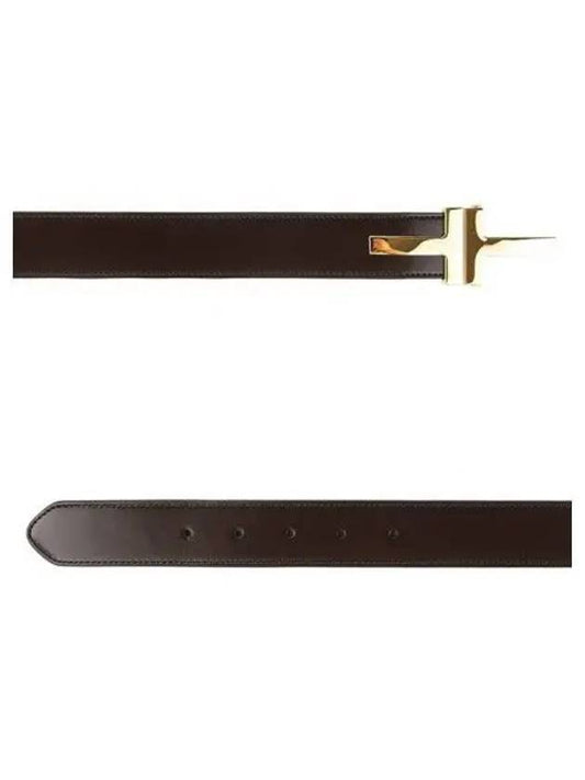 Double T Buckle Leather Belt Brown - TOM FORD - BALAAN 2