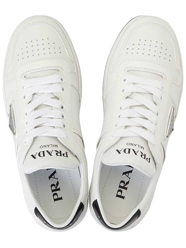 Downtown Perforated Leather Low Top Sneakers White - PRADA - BALAAN.