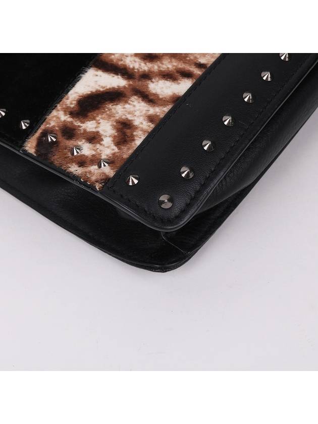 Leopard print studded chain shoulder bag - MCM - BALAAN 8