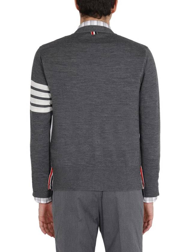 Men's Sustainable Classic Diagonal Wool Cardigan Medium Grey - THOM BROWNE - BALAAN 5