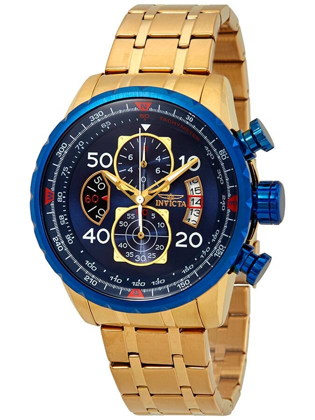 Invicta Aviator Chronograph Blue Dial 18kt Gold-plated Men's Watch 19173 - INVICTA - BALAAN 1