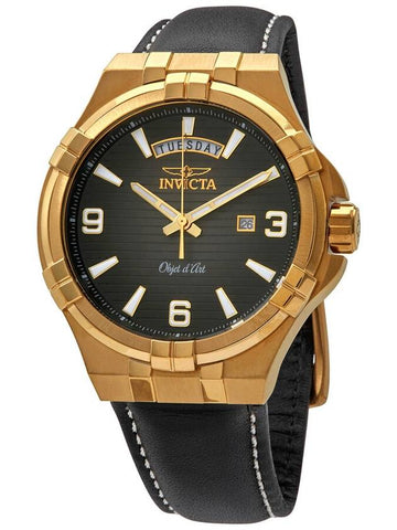 Invicta Objet D Art Quartz Black Dial Black Leather Men's Watch 30186 - INVICTA - BALAAN 1