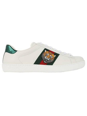 Tiger Embroider Low Top Sneakers White - GUCCI - BALAAN 1