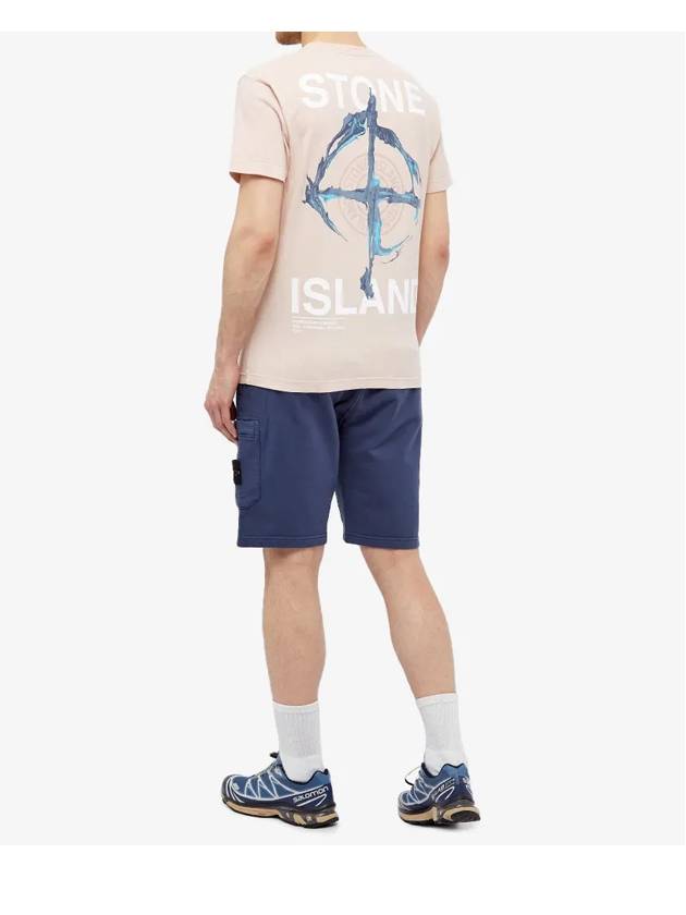 21SS 74152NS85 V0082 Back Logo Round Short Sleeve T-Shirt Indie Pink Men's T-Shirt TJ - STONE ISLAND - BALAAN 6