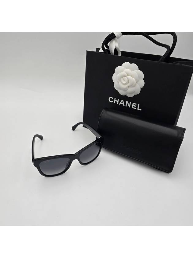 Cat's eye sunglasses classic square UV protection sunglasses black silver A71224 - CHANEL - BALAAN 6