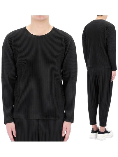 Pleated Long Sleeve T-Shirt Black - ISSEY MIYAKE - BALAAN 2