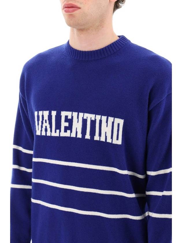 FW23 Logo Sweater Blue 2V3KC23N94V UZQ - VALENTINO - BALAAN 5