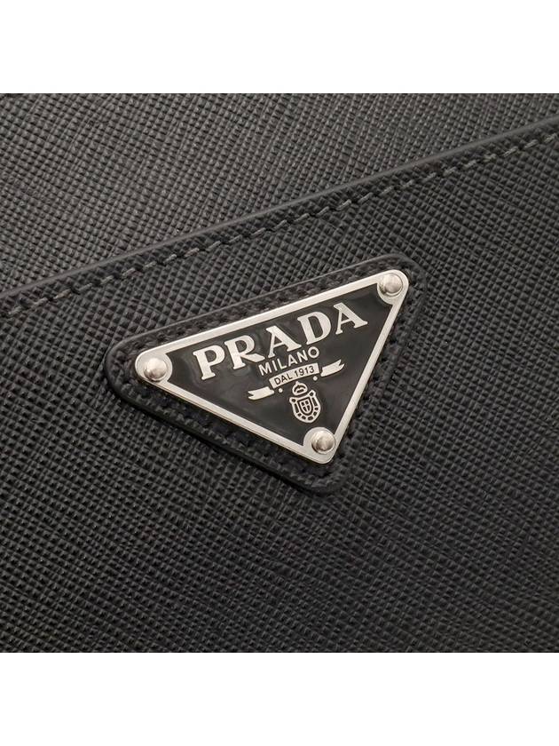 Black Saffiano Leather Triangle Logo Strap Clutch 2VF032 - PRADA - BALAAN 6