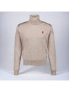 Heart Logo Wool Turtleneck Beige - AMI - BALAAN 3