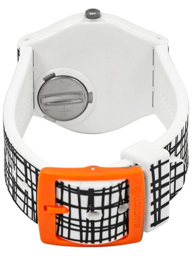 Swatch Lace Me White Dial White and Black Silicone Ladies Watch GW183 - SWATCH - BALAAN 3