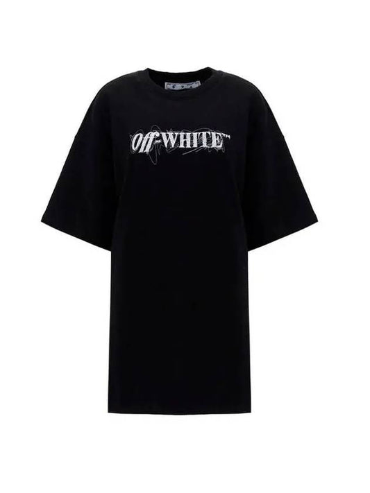 Pen Logo Print Dress Short Sleeve T-Shirt Black - OFF WHITE - BALAAN 1