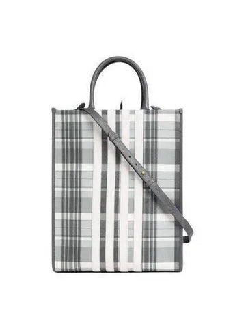 Madras check tote bag gray MAG406A L0041 - THOM BROWNE - BALAAN 1