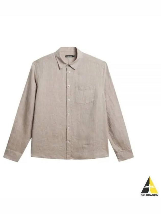 SLIM LS LINEN MELANGE SHIRT FMST10240 C106 Men's slim long sleeve linen melange shirt - J.LINDEBERG - BALAAN 1