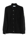 Wappen High Neck Button Up Wool Cardigan Black - STONE ISLAND - BALAAN 2