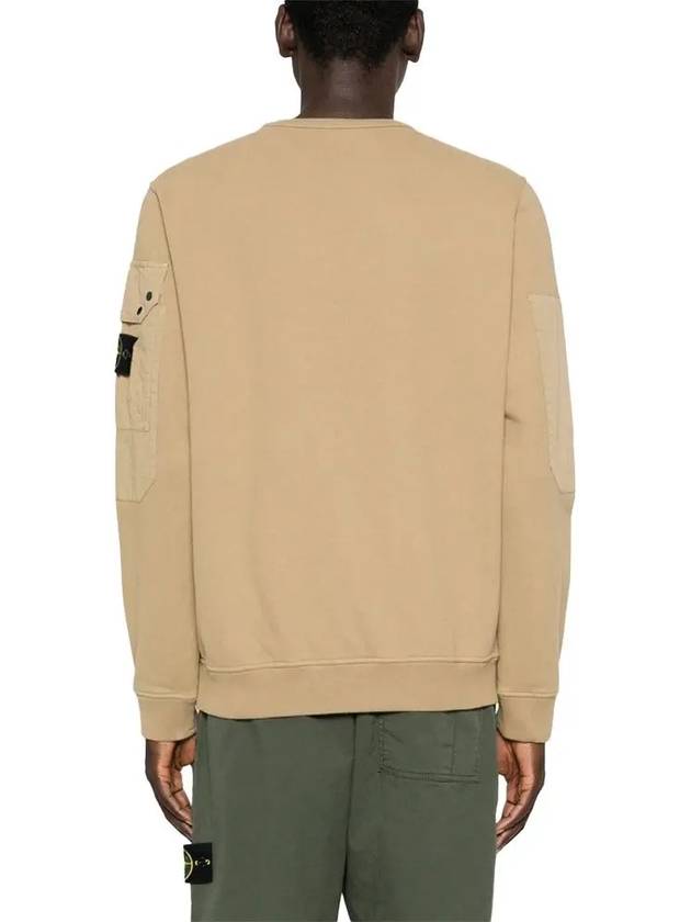 Brushed Organic Cotton Fleece Sweatshirt Beige - STONE ISLAND - BALAAN 5