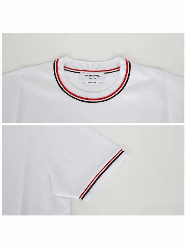 RWB Trimmed Cotton Short Sleeve T-Shirt White - THOM BROWNE - BALAAN 6