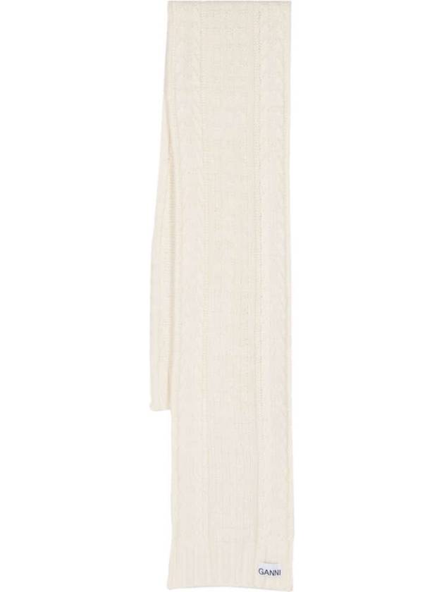 logo cable knit scarfwhite - GANNI - BALAAN 2