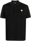 Embroidered Logo Polo Shirt Black - VERSACE - BALAAN 2