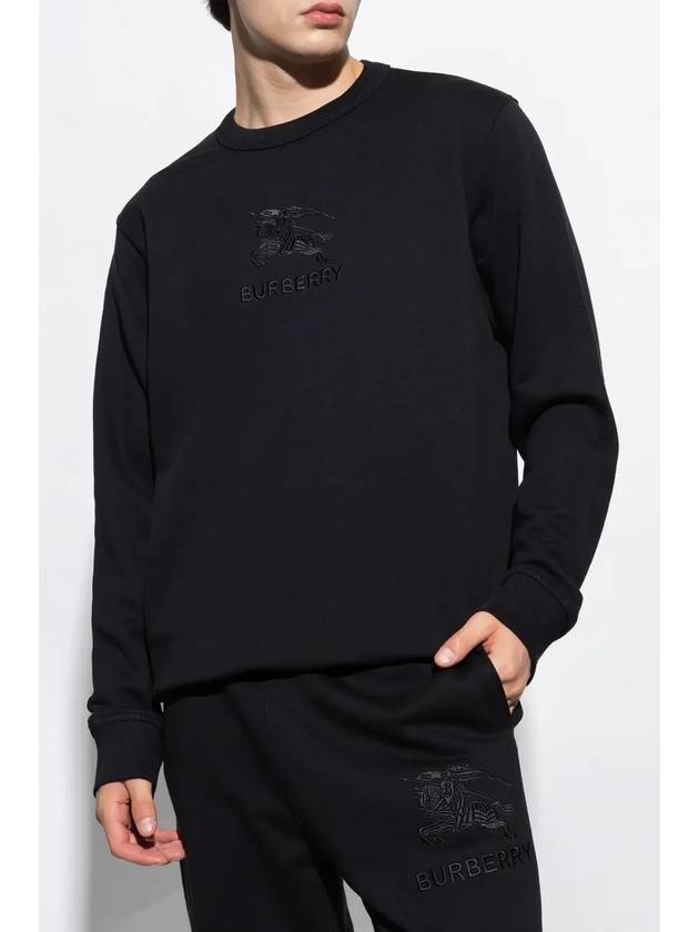 Embroidered EKD Logo Cotton Sweatshirt Black - BURBERRY - BALAAN 5