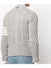 Aran Cable Diagonal Cardigan Grey - THOM BROWNE - BALAAN 5