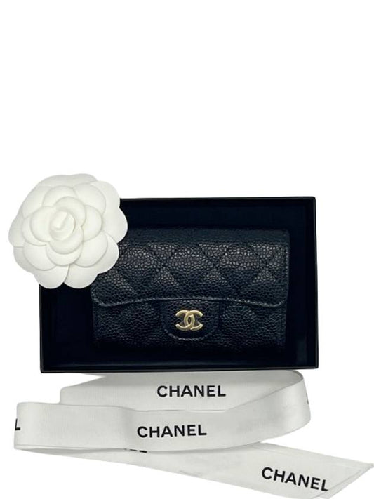 Classic Card Holder Grained Calfskin Gold Metal Black AP0214 - CHANEL - BALAAN 1