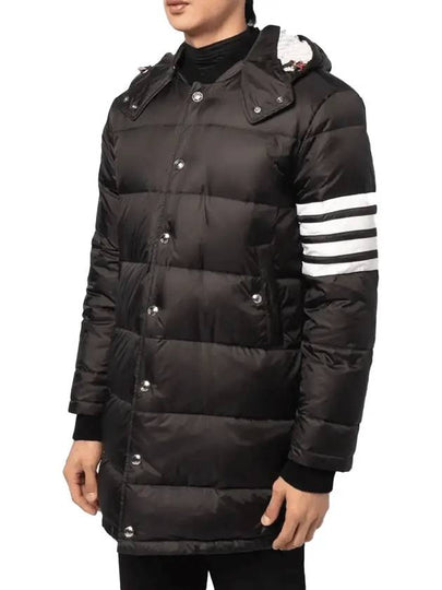 Men's 4 Bar Button Down Hooded Padding Black - THOM BROWNE - BALAAN 2