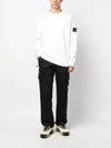 Brushed Cotton Fleece Garment Dyed Crewneck Sweatshirt White - STONE ISLAND - BALAAN 3