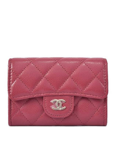 Unused Classic snap zipper card wallet red AP4096 - CHANEL - BALAAN 1