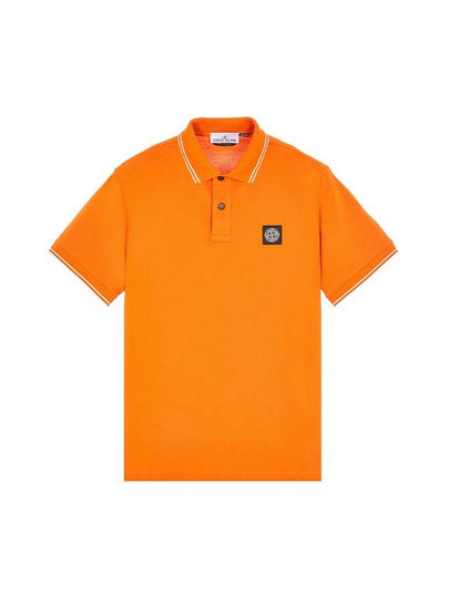 Stretch Cotton Pique Short Sleeve Polo Shirt Orange - STONE ISLAND - BALAAN 2