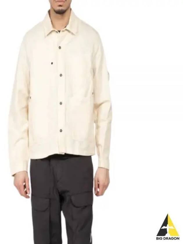 Cotton Linen Over Long Sleeve Shirt Beige - CP COMPANY - BALAAN 2