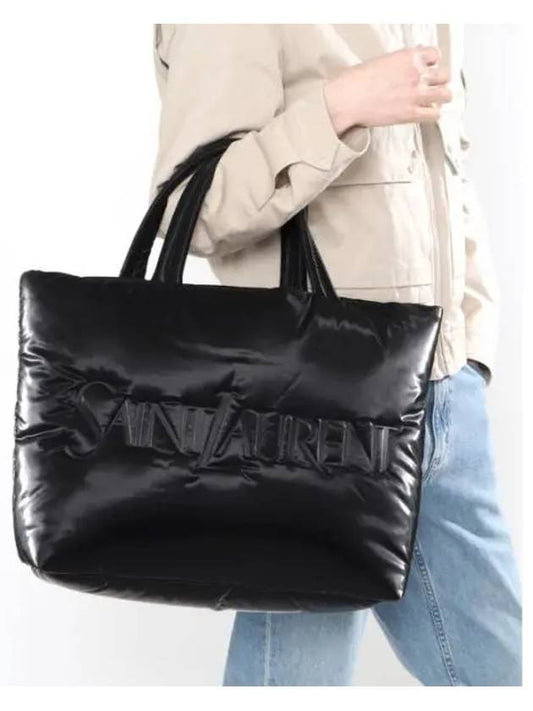 Silktech Canvas Tote Bag Black - SAINT LAURENT - BALAAN 2