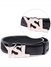 Men's YSL Logo Leather Belt Black - SAINT LAURENT - BALAAN 3