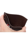 Pebble Grain Leather Stripe Note Compartment Card Wallet Brown - THOM BROWNE - BALAAN 7