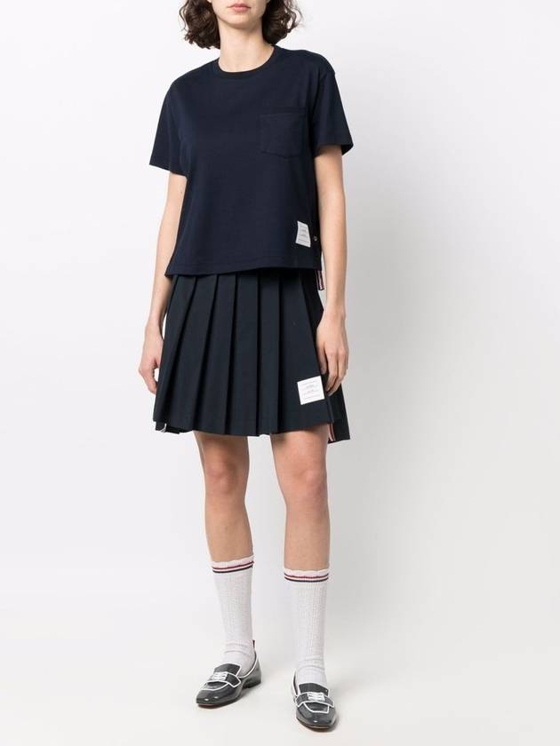 Midweight Jersey Boxy Pocket Short Sleeve T-Shirt Navy - THOM BROWNE - BALAAN 3