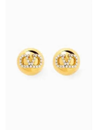 V Logo Signature Strass Earrings Gold - VALENTINO - BALAAN 2