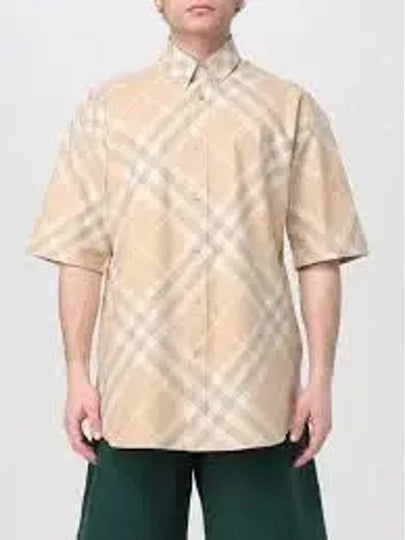 Check Short Sleeve Shirt Beige - BURBERRY - BALAAN 2