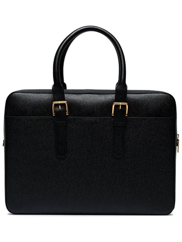 Grain Leather Three-Stripe Tab Business Brief Case Black - THOM BROWNE - BALAAN 4