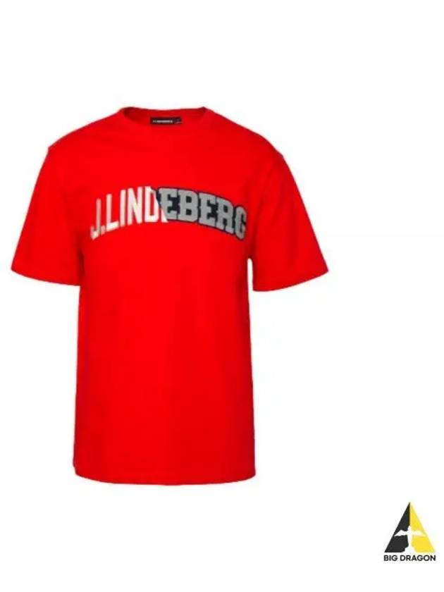 Camilo Graphic Short Sleeve T-Shirt Fiery Red - J.LINDEBERG - BALAAN 2