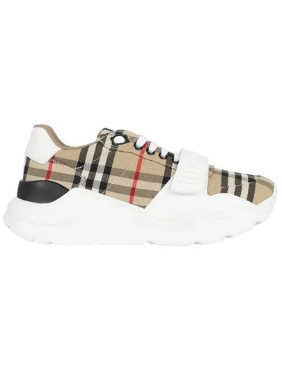 Vintage Check And Leather Sneakers White Archive Beige - BURBERRY - BALAAN 2