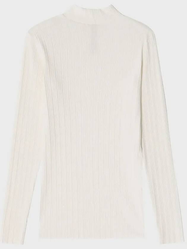 Multi-Ribbed Mock Neck Long Sleeve T-Shirt Ivory - NOIRER FOR WOMEN - BALAAN 4