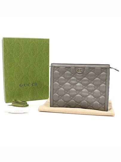 723780 Gray GG Matelasse Leather Gold Pouch Clutch - GUCCI - BALAAN 2