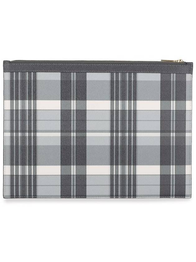 Madras 4 Bar Stripe Clutch Bag Grey - THOM BROWNE - BALAAN 4