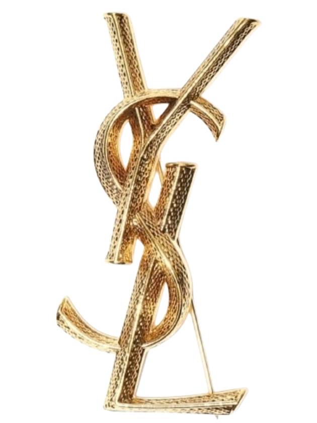 Snake Textured Monogram Brooch Gold - SAINT LAURENT - BALAAN 9