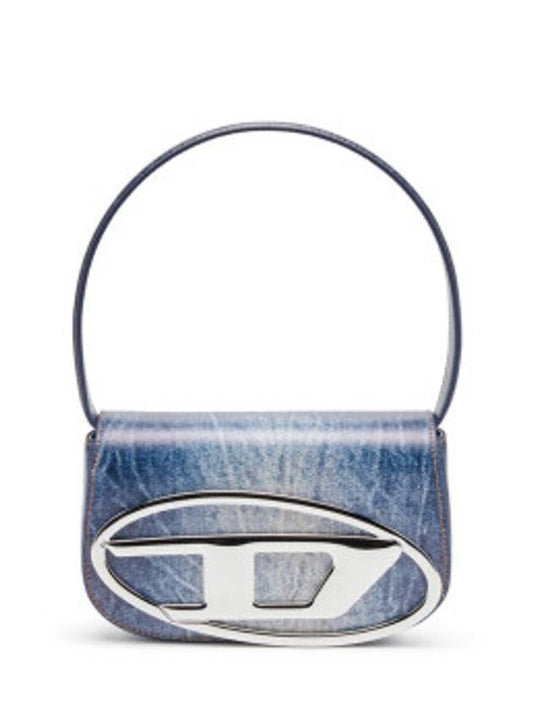 1DR Denim Print Leather Shoulder Bag Blue - DIESEL - BALAAN 2